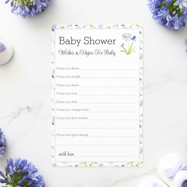 Prospectus 14 Cm X 21,6 Cm Wishes & Hopes Baby Shower Lily with Bluebird  (Créateur téléchargé)