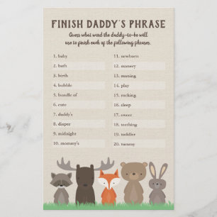 Prospectus 14 Cm X 21,6 Cm Woodland Baby shower Finish Daddy's Phrase Game