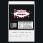 Prospectus 14 Cm X 21,6 Cm Wrapper de bonbons rose Las Vegas<br><div class="desc">Pink Las Vegas thème barrette à sucreries avec un panneau Welcome to Las Vegas. Texte personnalisable pour ajouter vos informations personnelles de fête et des faits nutritionnels amusants. Après le parage va envelopper autour de 1, 55 oz. barres de bonbons. Tout ce dont vous avez besoin, ce sont des ciseaux...</div>