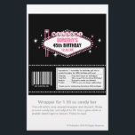 Prospectus 14 Cm X 21,6 Cm Wrapper de bonbons rose Las Vegas<br><div class="desc">Pink Las Vegas thème barrette à sucreries avec un panneau Welcome to Las Vegas. Texte personnalisable pour ajouter vos informations personnelles de fête et des faits nutritionnels amusants. Après le parage va envelopper autour de 1, 55 oz. barres de bonbons. Tout ce dont vous avez besoin, ce sont des ciseaux...</div>
