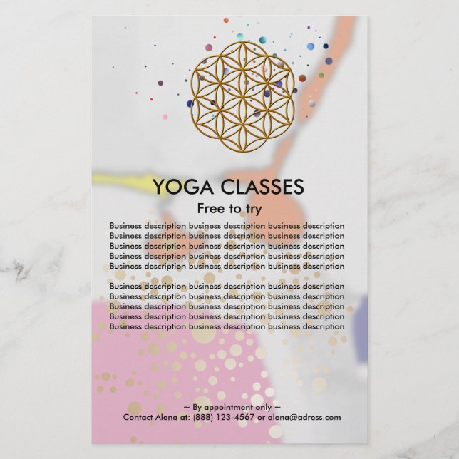 Prospectus 14 Cm X 21,6 Cm Yoga Classes Circulaire (Devant)