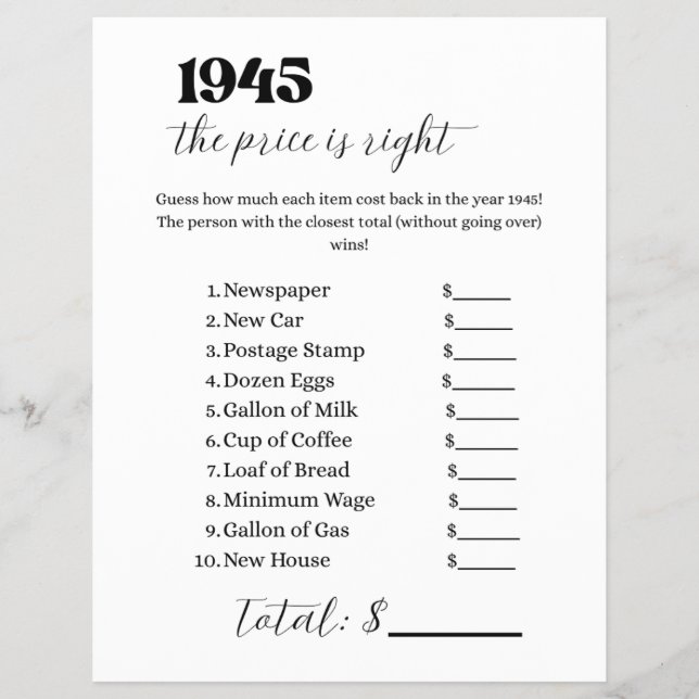 Prospectus 21,6 Cm X 24,94 Cm 1945 Prix est le bon jeu (Devant)