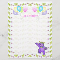 1er anniversaire Princess Bear Party Scrapbook Pap