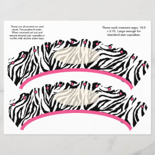 Prospectus 21,6 Cm X 24,94 Cm 2 Enveloppes de Cupcake personnalisées design Zebr