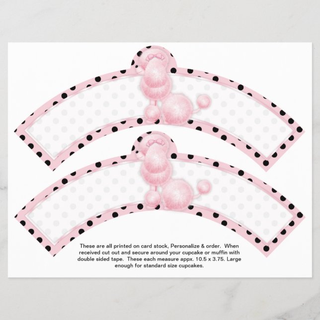 Prospectus 21,6 Cm X 24,94 Cm 2 Poodle rose Anniversaire Cupcake Personnalisé (Devant)