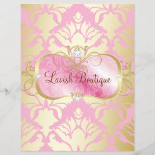 Prospectus 21,6 Cm X 24,94 Cm 311 Plateau Rose Luxueux Damassé Doré