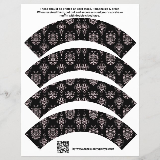Prospectus 21,6 Cm X 24,94 Cm 4 Cupcakes de Damask Wedding Birthday (Devant)