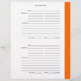 Prospectus 21,6 Cm X 24,94 Cm 4 par page - Orange 2-sided Recipe Pages