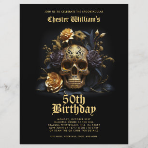 PROSPECTUS 21,6 CM X 24,94 CM 50E ANNIVERSAIRE OR SKULL ROSES HALLOWEEN PARTY
