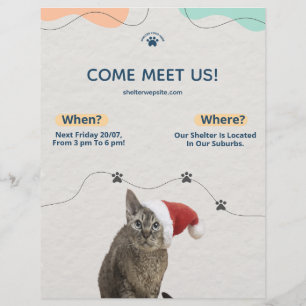 Prospectus 21,6 Cm X 24,94 Cm Adoption d'animaux, Affiche de dons pour le refuge