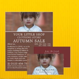Prospectus 21,6 Cm X 24,94 Cm Adorable Girl, Children's Clothing Store Advert