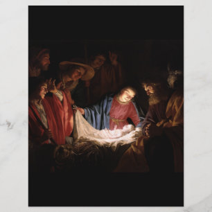 Prospectus 21,6 Cm X 24,94 Cm Adoration des bergers par Gerard van Honthorst