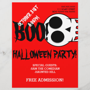 Prospectus 21,6 Cm X 24,94 Cm Affiche d'annonce de fête Halloween Boo Crâne