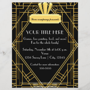 Prospectus 21,6 Cm X 24,94 Cm Affiche de flyer d'événement Glam Black Gold Art D