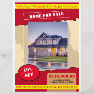 Prospectus 21,6 Cm X 24,94 Cm Affiche de flyer pour la vente de maison