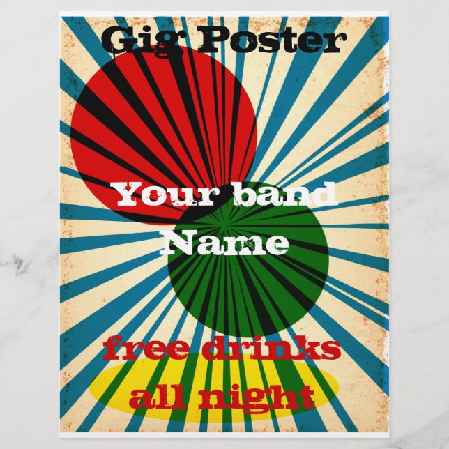 Prospectus 21,6 Cm X 24,94 Cm Affiche de grunge de style rétro (Devant)