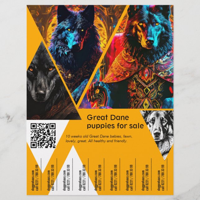 Prospectus 21,6 Cm X 24,94 Cm Affiche de vente de chiots (Devant)
