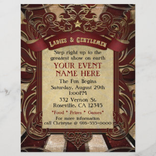 Prospectus 21,6 Cm X 24,94 Cm Affiche élégante de cirque de carnaval vintage