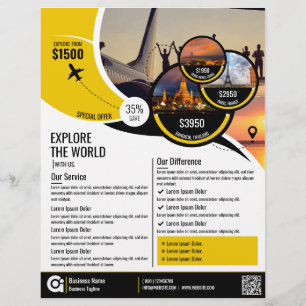 Prospectus 21,6 Cm X 24,94 Cm Agence de Voyage Circulaire Modèle jaune