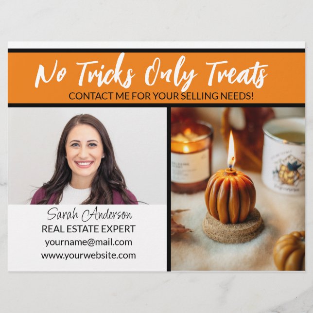 Prospectus 21,6 Cm X 24,94 Cm Agent immobilier orange halloween automne (Devant)