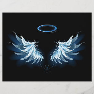 Prospectus 21,6 Cm X 24,94 Cm Ailes d'ange lumineuses bleues sur fond noir