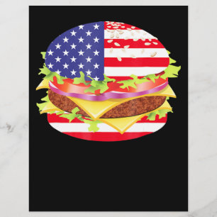 Prospectus 21,6 Cm X 24,94 Cm Amateurs de BBQ   Drapeau USA Hamburger 4 juillet 