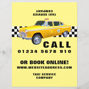 Prospectus 21,6 Cm X 24,94 Cm American Cartoon Style Yellow Taxi with Price List
