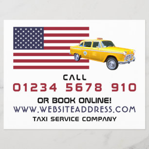 Prospectus 21,6 Cm X 24,94 Cm American Flag Taxi Cab with Price List