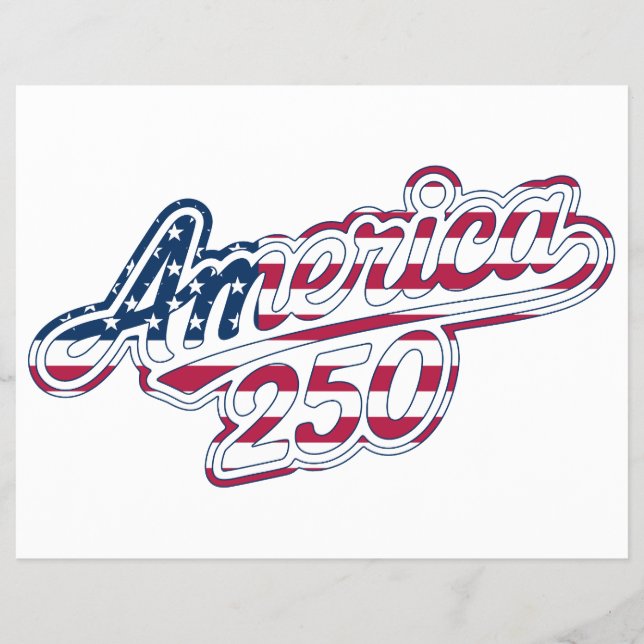 Prospectus 21,6 Cm X 24,94 Cm Amérique 250 Drapeau Script Semiquincentennial Des (Devant)