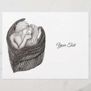 Prospectus 21,6 Cm X 24,94 Cm Angels Kissing, noir et blanc Design