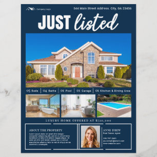 Prospectus 21,6 Cm X 24,94 Cm Annonce immobilière moderne Clean Blue