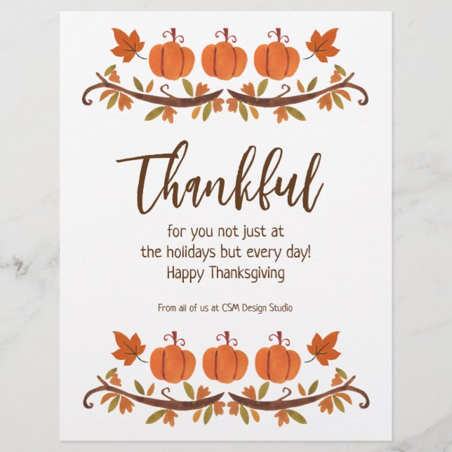 Prospectus 21,6 Cm X 24,94 Cm Appréciation personnalisée du client Thanksgiving (Devant)