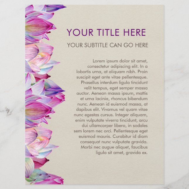 Prospectus 21,6 Cm X 24,94 Cm Aquarelle Flore Lotus (Devant)