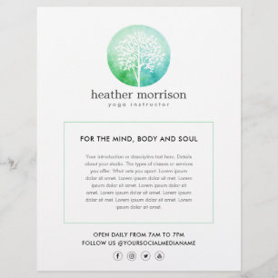 Prospectus 21,6 Cm X 24,94 Cm Arbre à l'aquarelle Yoga et Bien-être