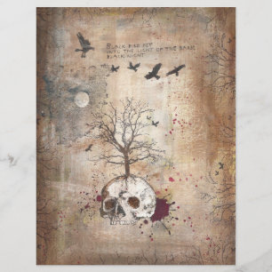 Prospectus 21,6 Cm X 24,94 Cm Arbre mort sur le crâne flyer d'art sombre