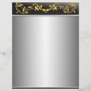 Prospectus 21,6 Cm X 24,94 Cm Argent Avec Or Sur Bordure Noire Circulaire Décora