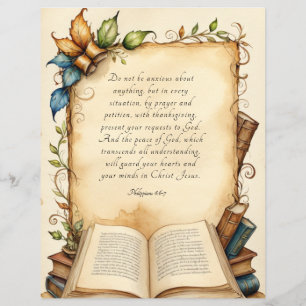 Prospectus 21,6 Cm X 24,94 Cm Art du verset biblique chrétien Philippiens 4:6-7