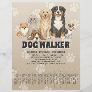Prospectus 21,6 Cm X 24,94 Cm Assis Garde Animaux Mignons Promeneur Chiens Perso