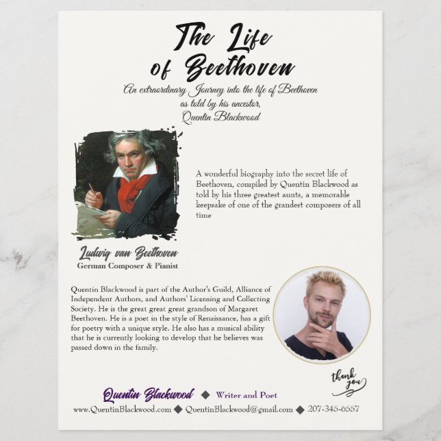 Prospectus 21,6 Cm X 24,94 Cm Auteur Une Feuille Simple Classique Polyvalent (Devant)