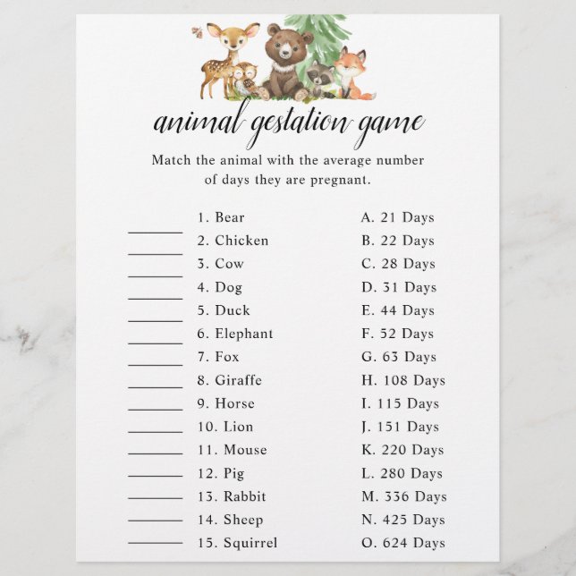 Prospectus 21,6 Cm X 24,94 Cm Baby shower de la manifestation des animaux de boi (Devant)