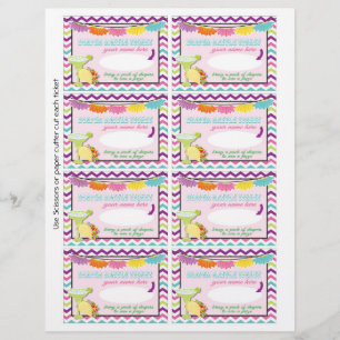 Prospectus 21,6 Cm X 24,94 Cm Baby shower des billets de tombola Tacos et tutus