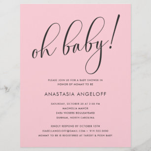 Prospectus 21,6 Cm X 24,94 Cm Baby shower Moderne Script Baby shower
