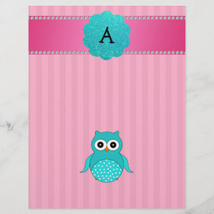 Prospectus 21,6 Cm X 24,94 Cm Bandes roses de hibou monogramme
