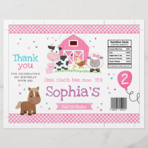 Prospectus 21,6 Cm X 24,94 Cm Barnyard Girl Birthday Party Chip Bag Wrapper