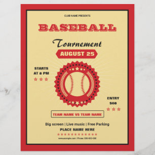 Prospectus 21,6 Cm X 24,94 Cm Baseball tournament flyer