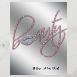 Prospectus 21,6 Cm X 24,94 Cm Beauté Salon Circulaire Cheveux Rose lèvres d'arge