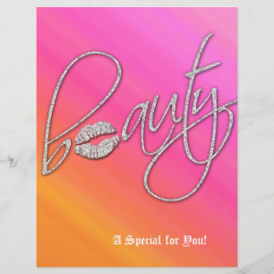 Prospectus 21,6 Cm X 24,94 Cm Beauté Salon Circulaire Cheveux Rose Orange Lèvres