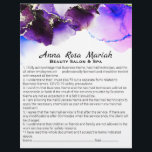 Prospectus 21,6 Cm X 24,94 Cm *Beauty Abstract Liability Waiver Services<br><div class="desc">2 Sided Flyer Liability Consent Waiver Release Agreement and Services and Prices list for you to Personalize. * Energy Enhanced Abstract Watercolor Liability Consent and Release Wavier Services List and prices on the back of this flyer. The watercolor is organic purple , lavender and pink . This is a COLORFUL...</div>