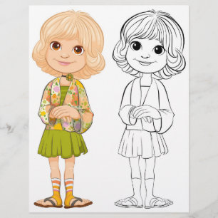 Prospectus 21,6 Cm X 24,94 Cm Belle page de coloriage de dessin animé fille