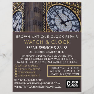 Prospectus 21,6 Cm X 24,94 Cm Big Ben Horloge Tower, Horologiste Publicité